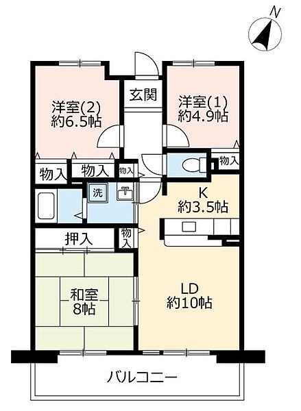 UR香里ヶ丘けやき東街 ｜大阪府枚方市香里ケ丘3丁目(賃貸マンション3LDK・6階・76.61㎡)の写真 その2