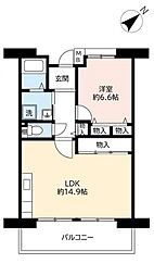 UR都市機構香里ケ丘けやき東街7号棟 1LDKの間取図画像
