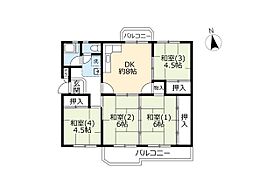 UR泉南尾崎  ｜ 大阪府阪南市尾崎町7丁目（賃貸マンション4DK・2階・74.48㎡） その2