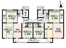 UR向ヶ丘第二 5階2LDKの間取り