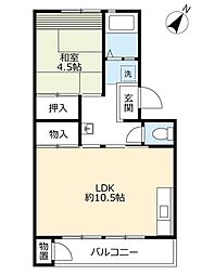 UR都市機構泉北桃山台1丁団地3棟 1LDKの間取図画像