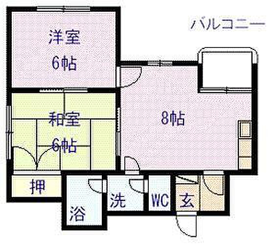 6.1ビル 202｜北海道旭川市六条通1丁目(賃貸マンション2DK・2階・43.28㎡)の写真 その2