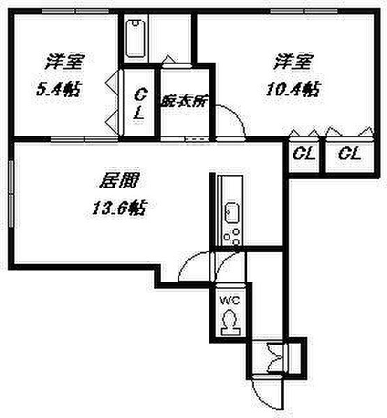 ツインクル2-1 101｜北海道旭川市二条通1丁目(賃貸マンション2LDK・1階・63.87㎡)の写真 その2