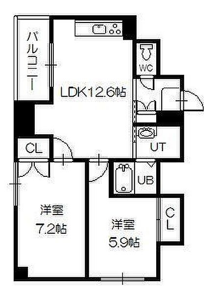 エンドレス26 202｜北海道旭川市二条通6丁目(賃貸マンション2LDK・2階・56.94㎡)の写真 その2