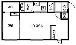 マレッセアモ 2階1LDKの間取り
