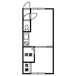 エンジェルミキ 1DKの間取図画像