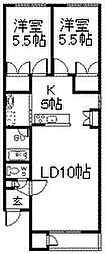 ピア神楽 2LDKの間取図画像