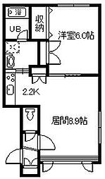 セミュールウェスト 1LDKの間取図画像