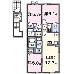 ブリッサ砂川S II 3LDKの間取図画像