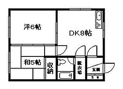 822コーポエムB 2DKの間取図画像