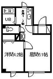 パークカトレア 1LDKの間取図画像