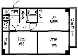 ESY旭川 2DKの間取図画像