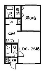 ハウジング開発ビル 1LDKの間取図画像