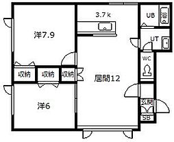 タウンズ4・18 2LDKの間取図画像