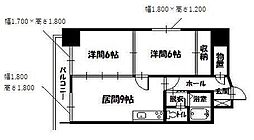 セカンドラシアール2条通 2LDKの間取図画像