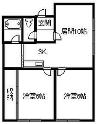メゾンド・神楽 2LDKの間取図画像