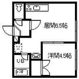 メリット7.6 1DKの間取図画像