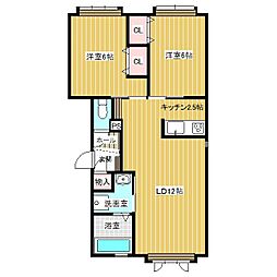 エスパニア砂川2C 2LDKの間取図画像