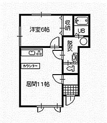 リバーサイド8条西 1LDKの間取図画像