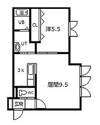 プラス33 1LDKの間取図画像