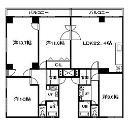 栄町ハイツ信和 4LDKの間取図画像