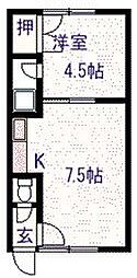 ライフ神楽 1DKの間取図画像