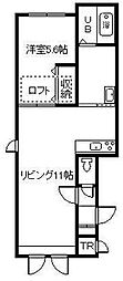 カーサ・クォーレ滝川 1LDKの間取図画像