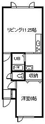 川端マンション 1LDKの間取図画像