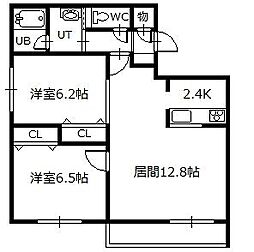 ベルオーブdoux 2LDKの間取図画像
