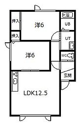 パールマンション 2LDKの間取図画像