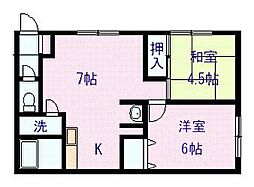 パレル 2DKの間取図画像