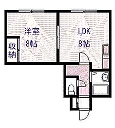エンドレス519 1DKの間取図画像