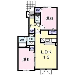 カルム1 2LDKの間取図画像