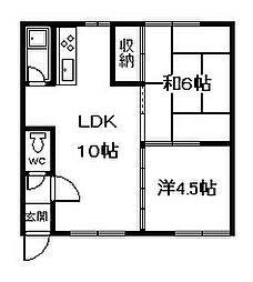 6・24スカイハイツ 2LDKの間取図画像