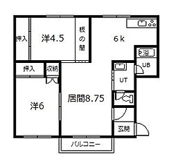 メモリーハイツ 2LDKの間取図画像