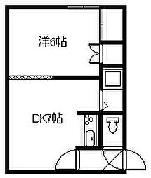 川端37ハイツ 1DKの間取図画像