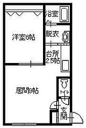 ヴァンクレールA 1LDKの間取図画像