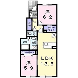 プレジール 2LDKの間取図画像