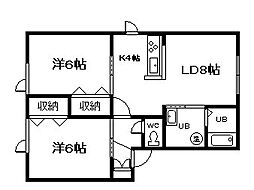 Calme821 2LDKの間取図画像
