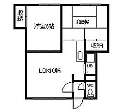 南9・26ハイツ 2LDKの間取図画像