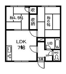 ロワール 2LDKの間取図画像
