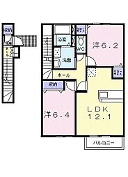 カーサイリーデ 2LDKの間取図画像