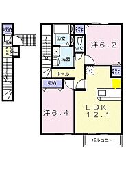カーサイリーデ 2LDKの間取図画像