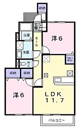 カーサイリーデ 2LDKの間取図画像