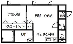 ツインクル新町 1LDKの間取図画像