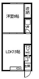リバティコーポ 1DKの間取図画像