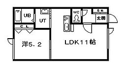 カンフォート藤 1LDKの間取図画像