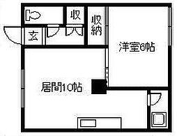 アースヴィレッジ神楽岡 1LDKの間取図画像