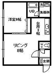 ラピスガーデン 1LDKの間取図画像