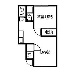 パークハイム 1DKの間取図画像